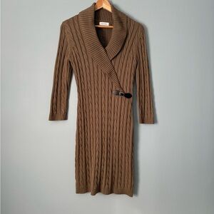 Calvin Klein Brown Long Sleeve Sweater Dress
